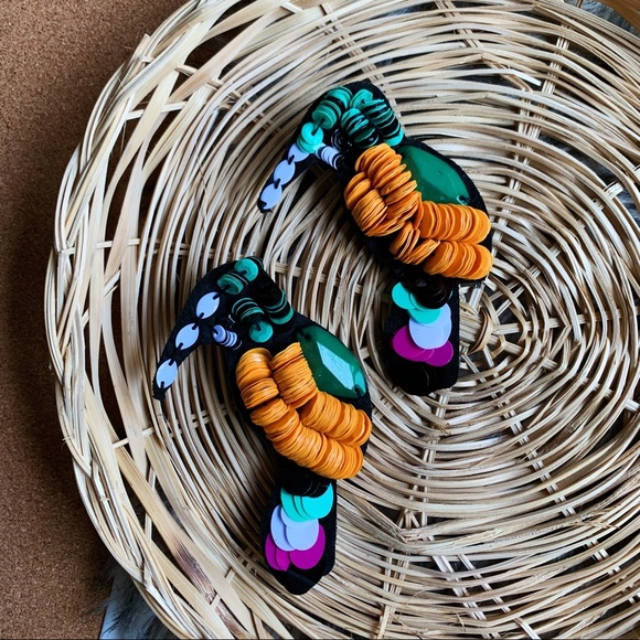 Beaded Bird Earrings New Statement Earrings - Picture 3 of 5